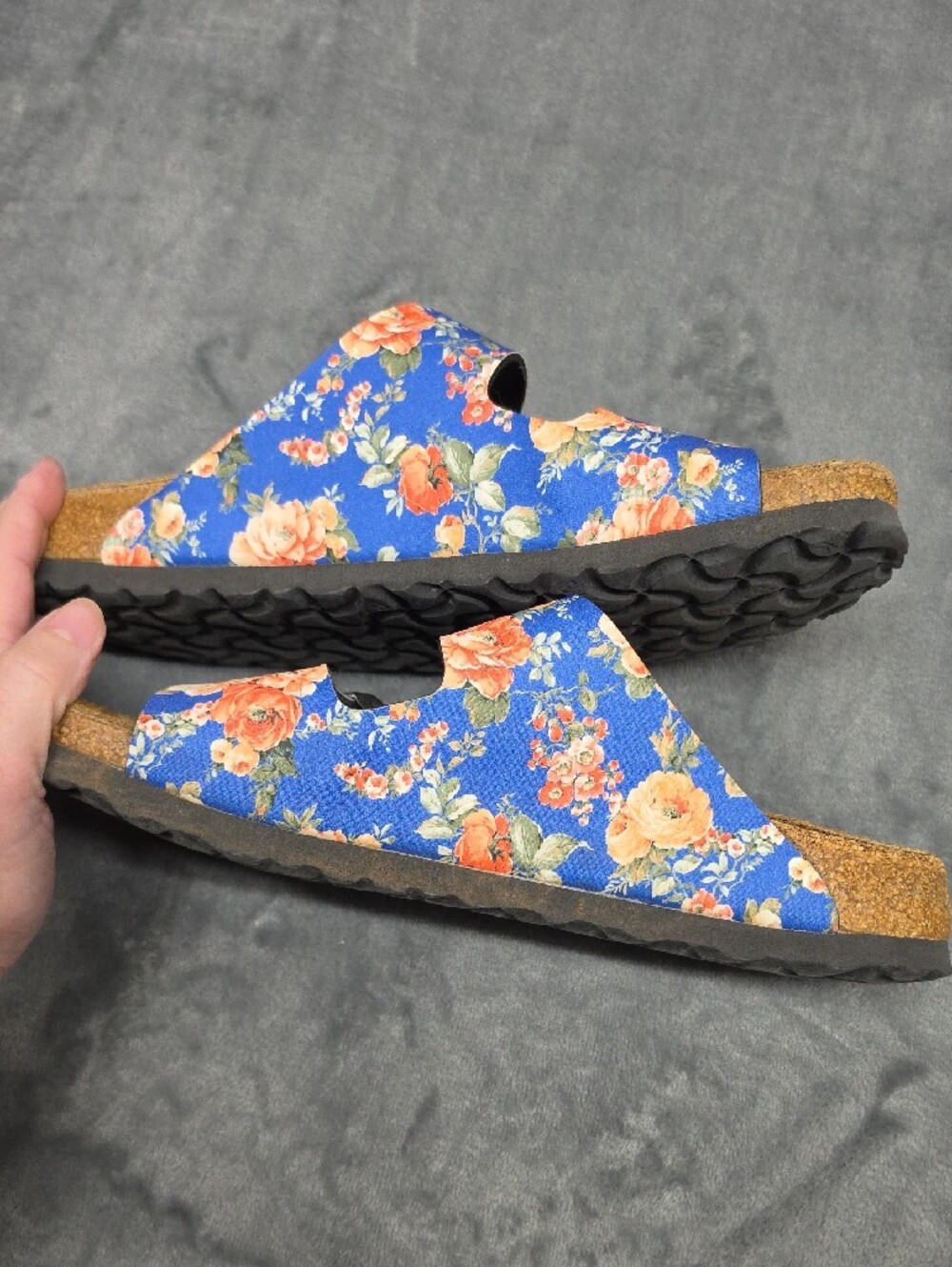 Papillio By Birkenstock Floral Double-Buckle Blue Slide Sandals Sz 39 (8) - Picture 6 of 9